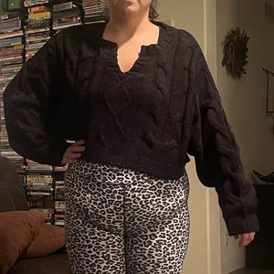 Talulah Black Speckled Cropped Sweater